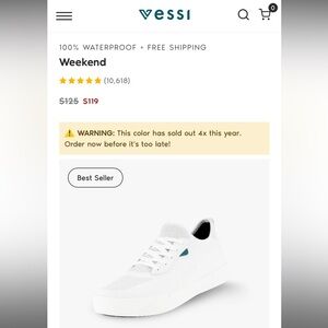 Vessi Weekend Marble White 100% Waterproof shoes